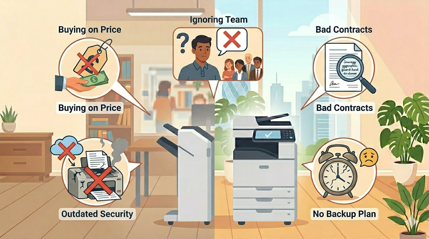 The 5 worst mistakes businesses make with office equipment.
